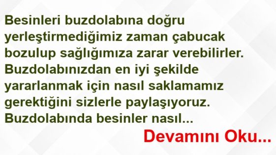 Besinleri Buzdolabında Saklamanın Püf Noktaları