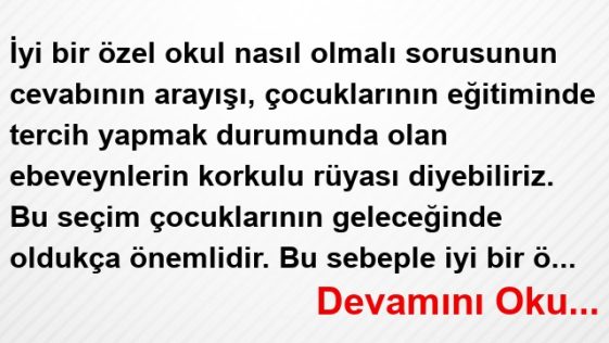 İyi Bir Özel Okul Nasıl Olmalı?